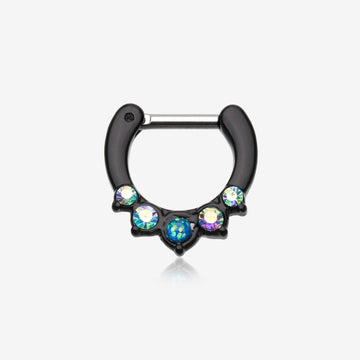 Colorline Opal Precia Septum Clicker-Black/Aurora Borealis